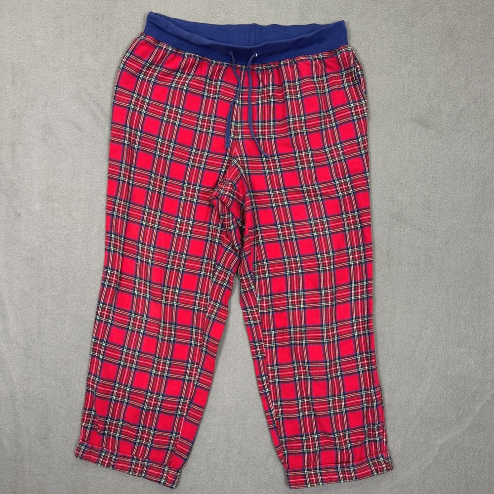 L.L.Bean Pajama Pants Men M Red Plaid Holiday Lounge Bottoms Tartan Pockets